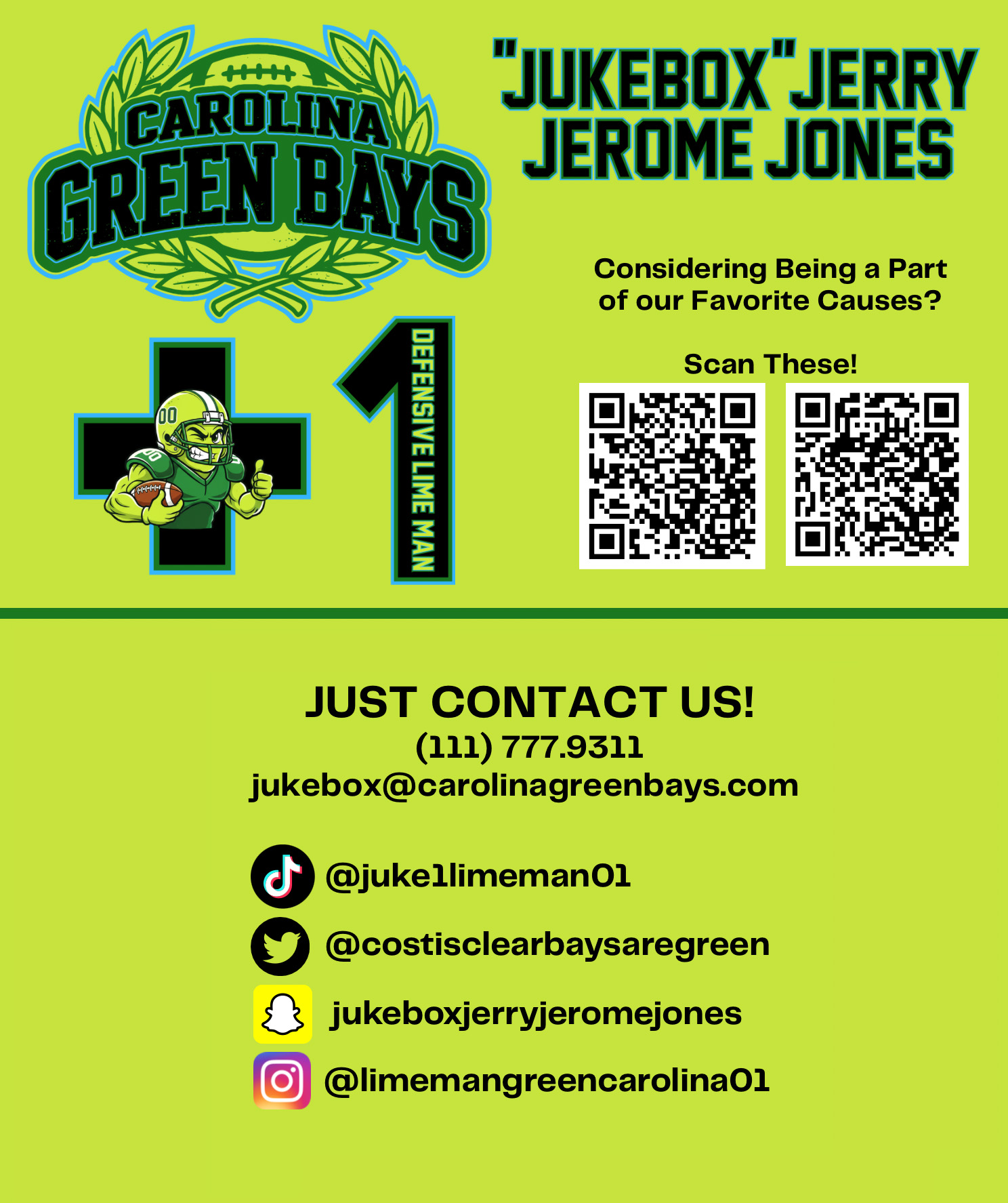Carolina Green Bays Card